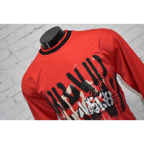 Le Jean De Marithe Francois Girbaud Shirt Mens Large Red Paint Splatter Vintage - Picture 3 of 9